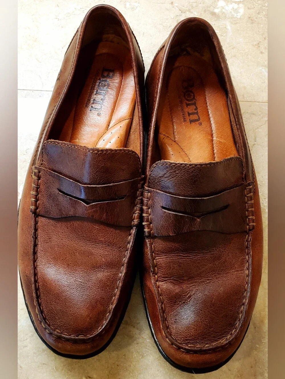 Born Men's Brown Leather Penny Loafers Size 10.5 M